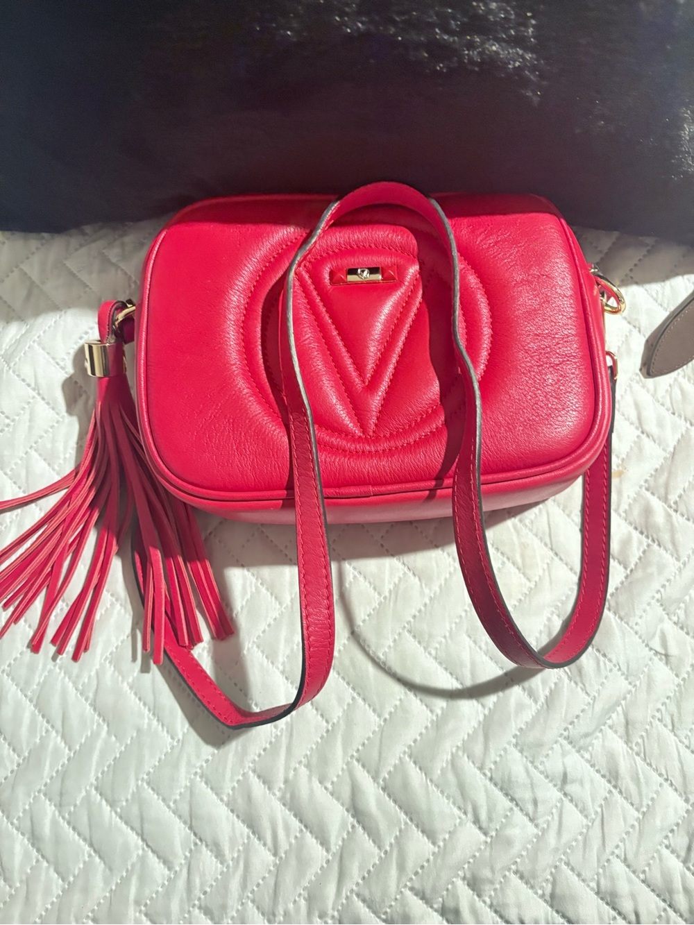 Valentino Bright Pink Leather Crossbody with Tassel